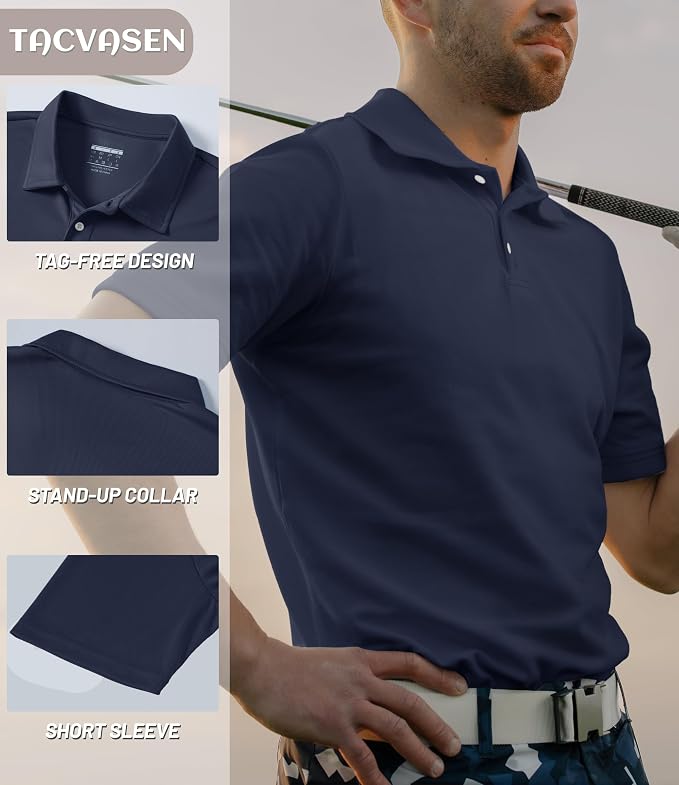 TACVASEN Mens Golf Shirt Dry Fit Mens Polo Shirts Short Sleeve Performance Golf - Image 2