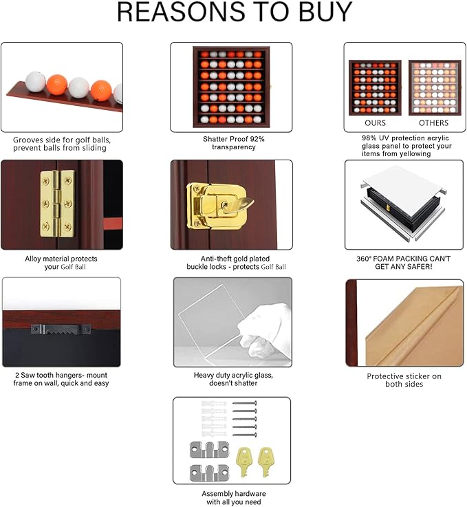 49 Golf Ball Display Case Cabinet Wall, Golf Ball Display Rack, Golf Gift - Image 4