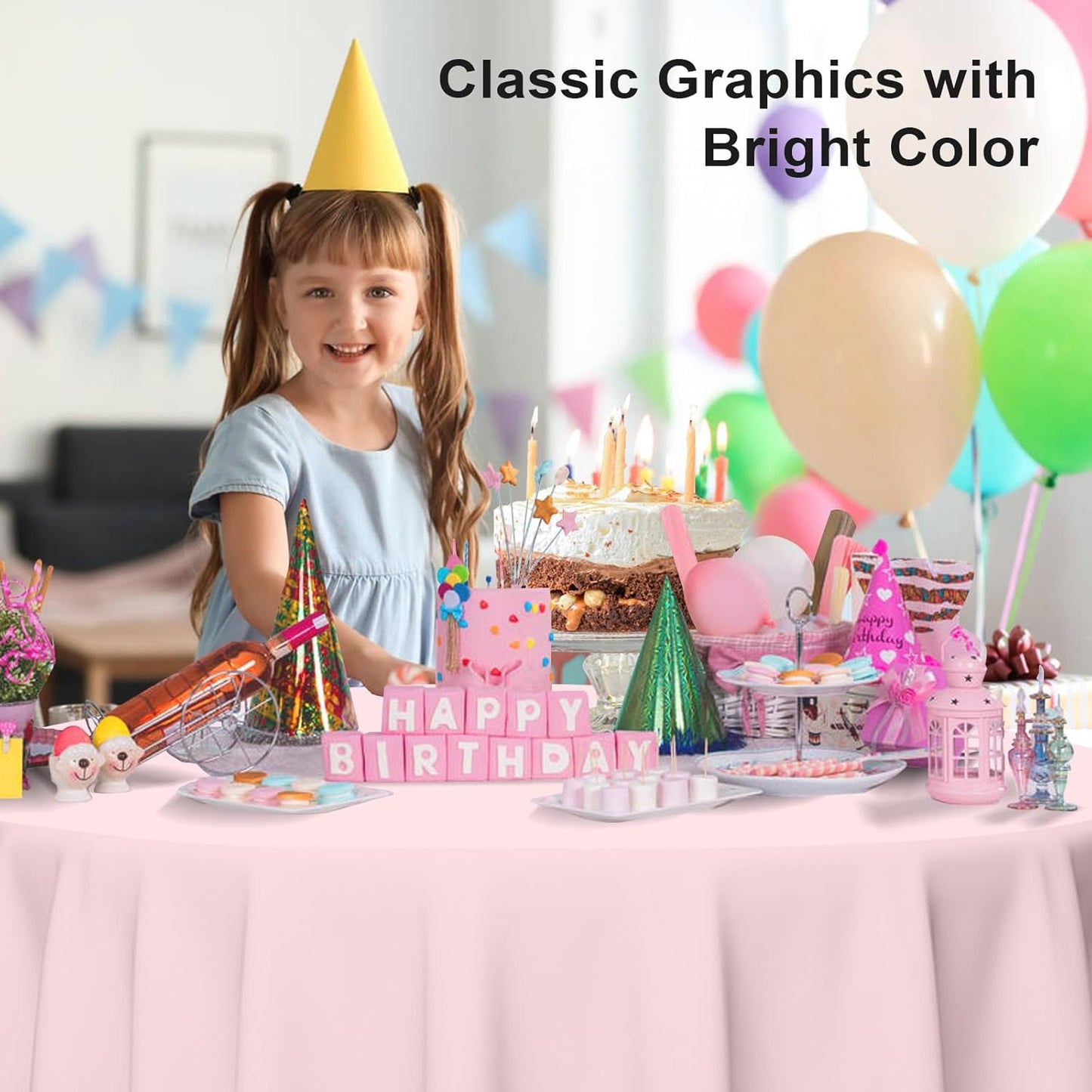 12 Pack Round Disposable Pink Tablecloth, Pink Plastic Table Cloths for Parties Disposable, 84x84 in Waterproof Camping Tablecloth for Birthday Party Baby Shower Picnic School