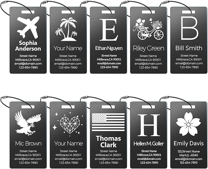 Personalized Metal Luggage Tags, Custom Suitcase Aluminum Name Tags by Unknown
