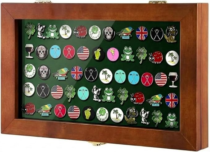 40 Golf Ball Marker Display Case Full Magnetic Backing 15.5" W x 9.5" H Wall by Silipull