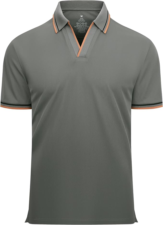 Esabel.C Jacquard Golf Shirts for Men Moisture Wicking Short Sleeve Performance by EsabelC