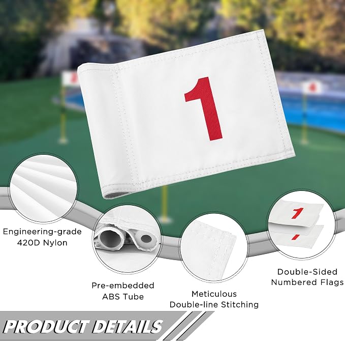 KINGTOP Numbered Golf Flag All 8x6 Inch – Upgraded Dual-Layer 420D Nylon - Image 2