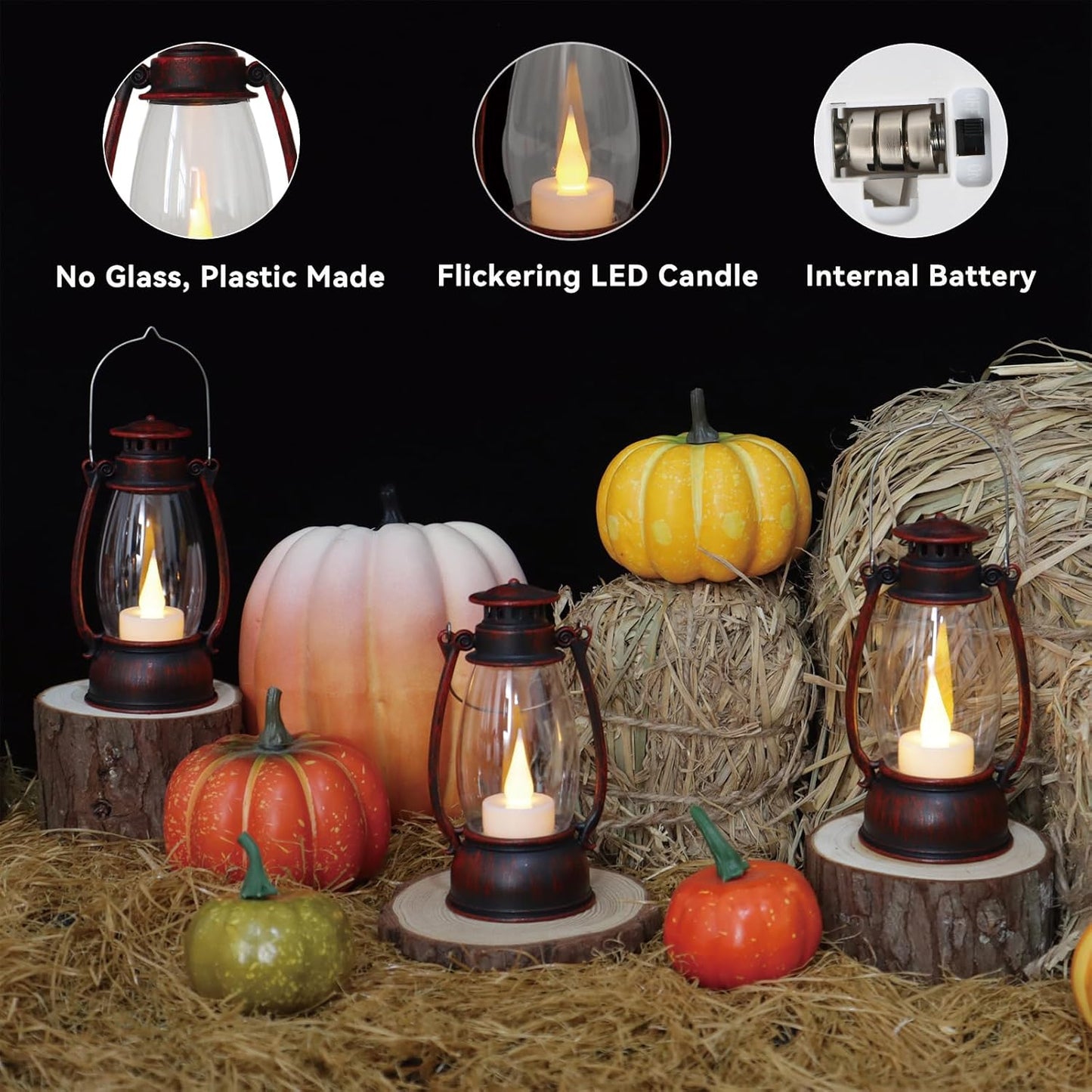 12Pcs Hand-Brushed Red Mini Lanterns for Vintage Christmas Table Decorations – 6Inch Small Candle Lanterns for Western Cowboy Camping Halloween Weddings Party Centerpiece & Hanging Ornaments