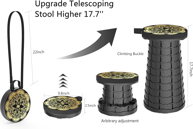 ALEVMOOM Upgraded Portable Collapsible Folding Stool Retractable Telescoping - Image 3