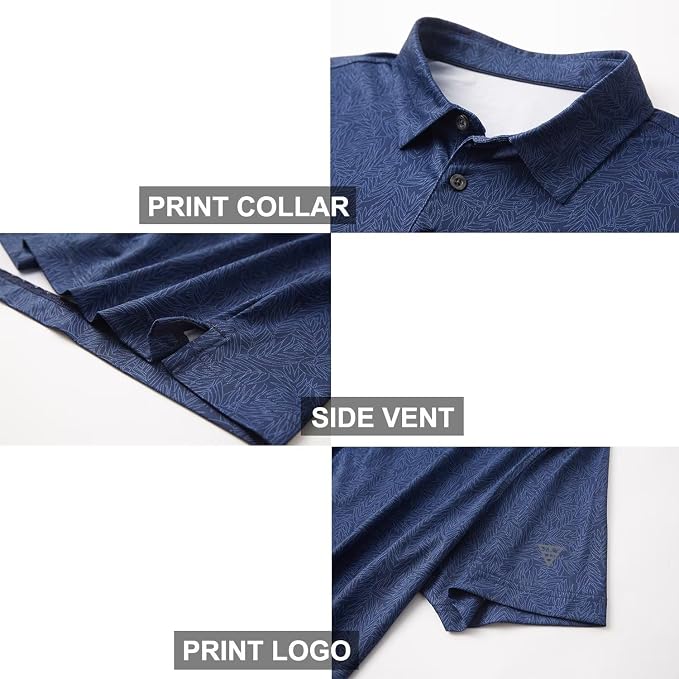 Golf Shirts for Men Dry Fit Short Sleeve Print Performance Moisture Wicking - Image 4