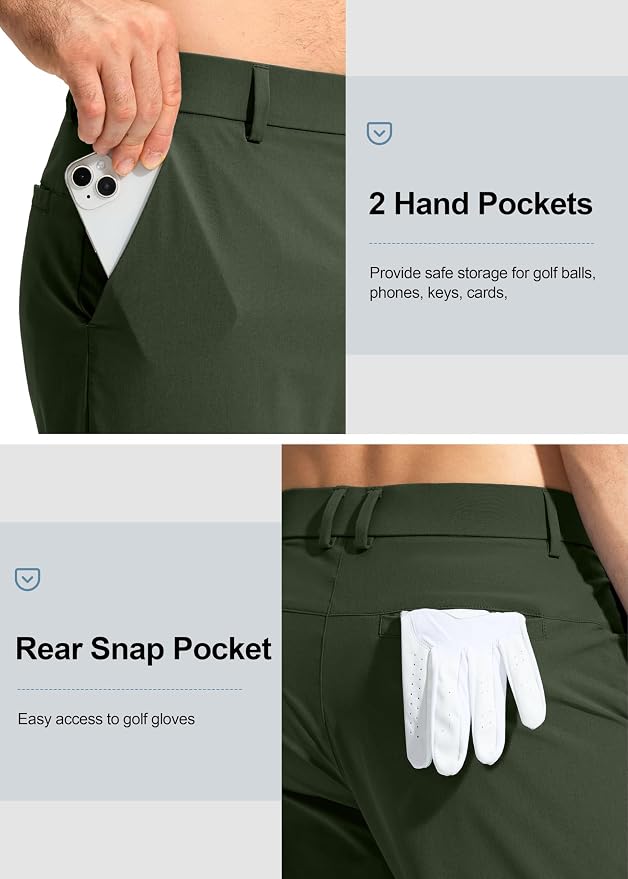Pudolla Men's Golf Pants Stretch Work Dress Comfy Pants 30"/32"/34" Lightweight - Image 4