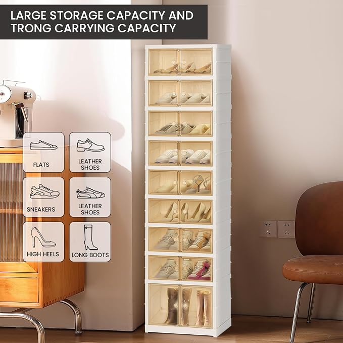 Portable Extra Large Folding Shoe Rack Set of 2, Shoe Organizer Storage Box - Image 5