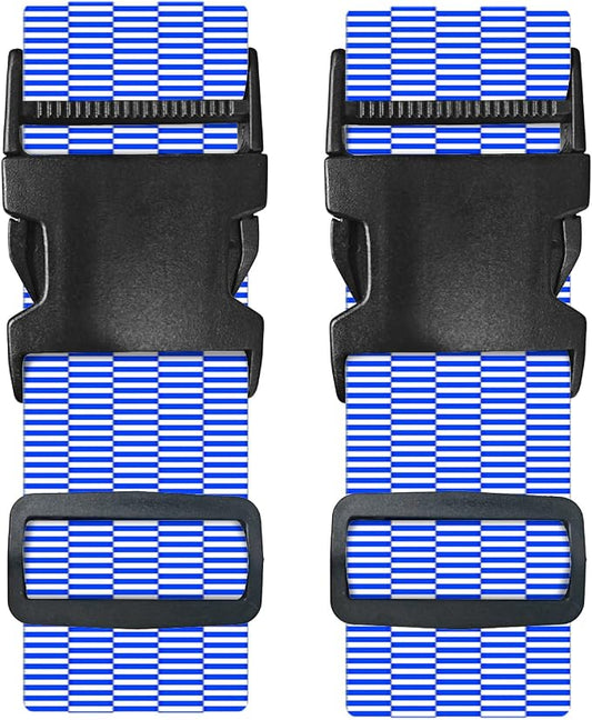 Nuxovilar Luggage Straps of 2 Set Blue White Checkered Pattern, 1.96x90.5 inches by Nuxovilar