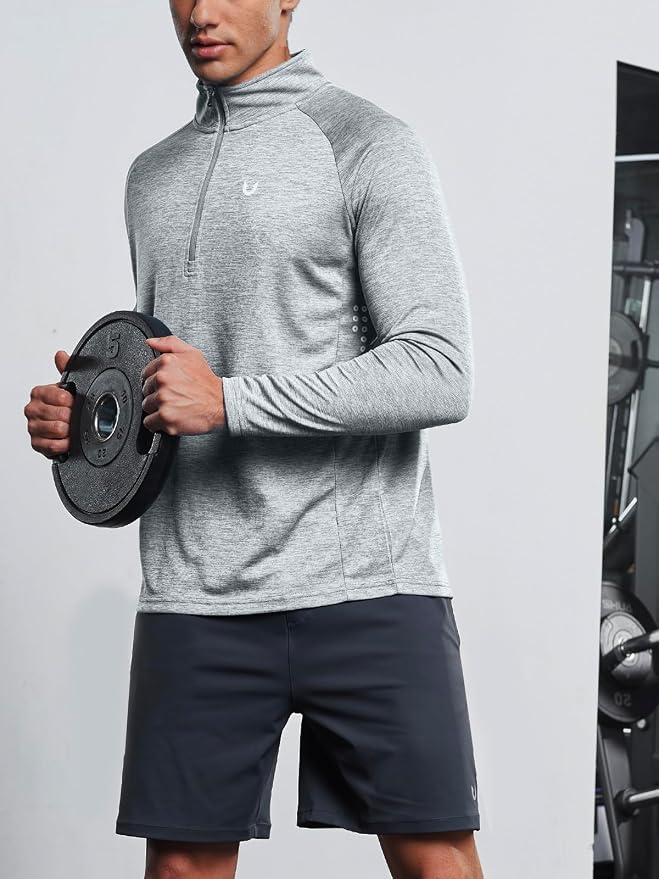 NORTHYARD Quarter Zip Pullover Men Running Shirt Long Sleeve Moisture Wicking - Image 6