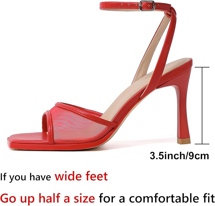 Mostrin Strappy Heels for Women Square Open Toe Lace Up Heeled Sandals Ankle - Image 2