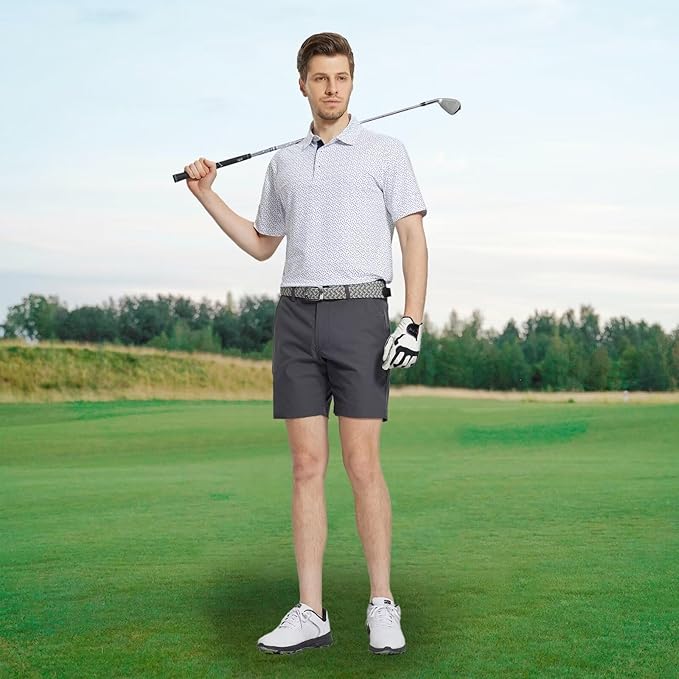 M MAELREG Mens Golf Shirt Short Sleeve Dry Fit Print Moisture Wicking - Image 2