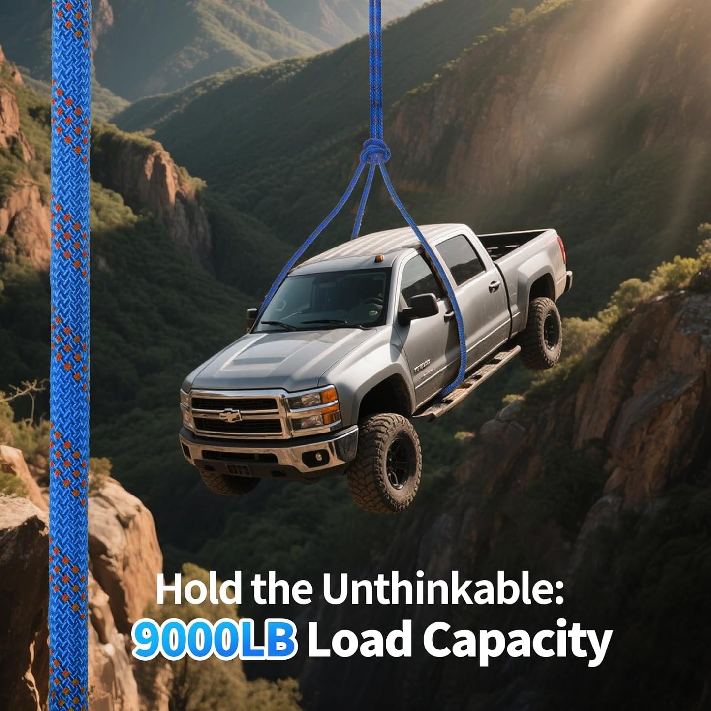 150Ft 1/2 Inch Heavy Duty Climbing Rope - for Tree Swing, Pulling, Outdoor & Gym Use (Blue)