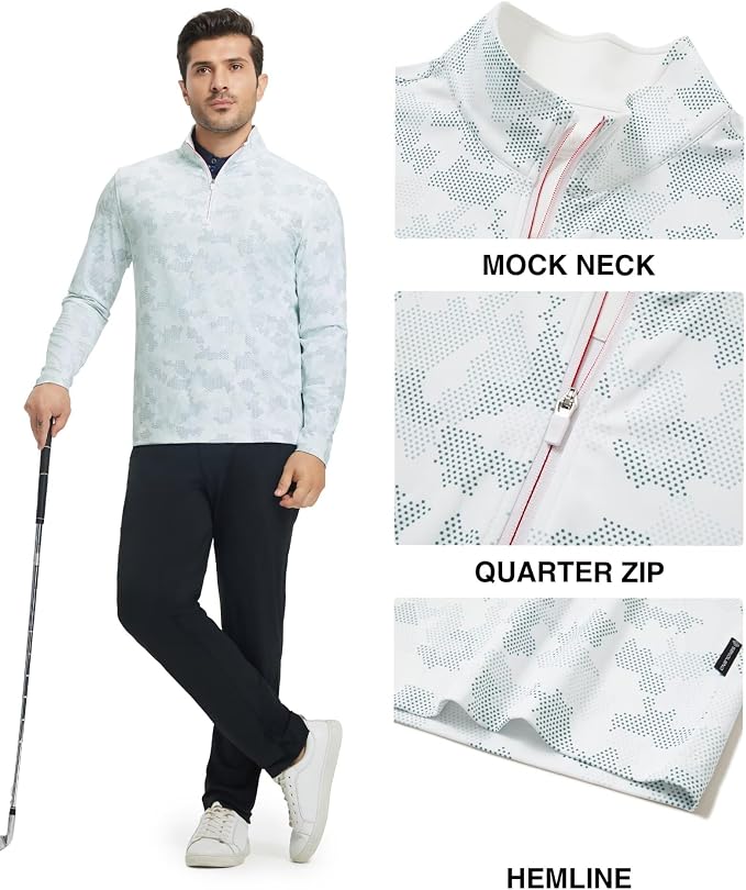 M MAELREG Quarter Zip Golf Pullover Men Dry Fit Long Sleeve Performance Wicking - Image 3