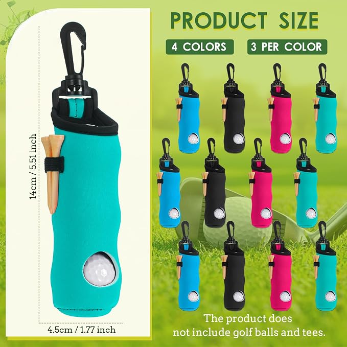 WILLBOND 12 Pcs Golf Ball Tee Holder Neoprene Pouch Golf Ball Carry Bag - Image 3