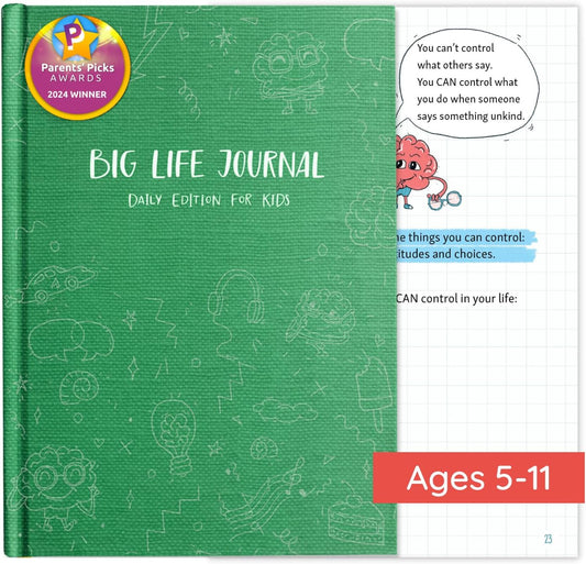 Big Life Journal - Daily Journal for Kids - A Growth Mindset Workbook for Children – Interactive Journal and Goal Planner for Kids – Daily Guided Journal for Children… (Green)