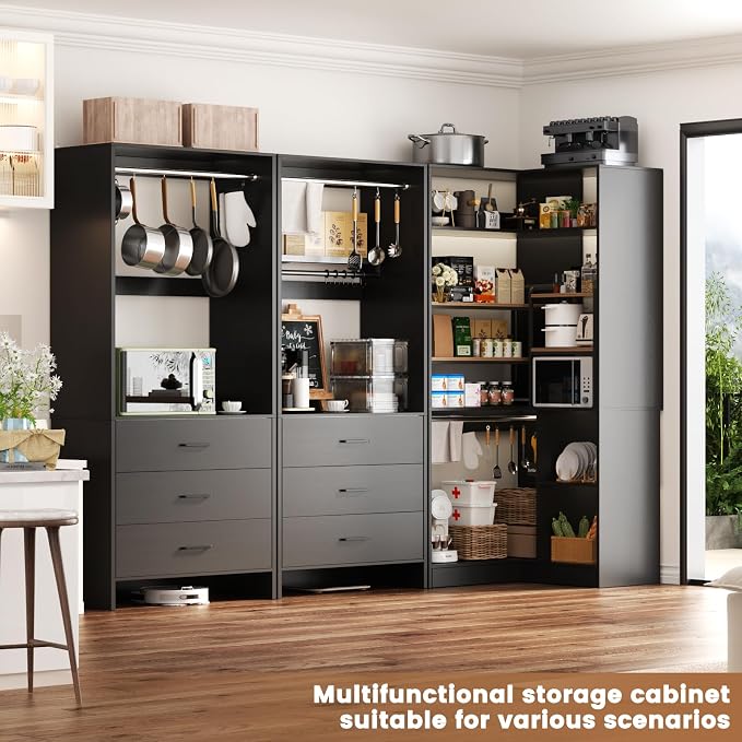 Aheaplus Closet System with 6 Drawers, 4 Hanging Rods & Corner Tower, Corner - Image 4