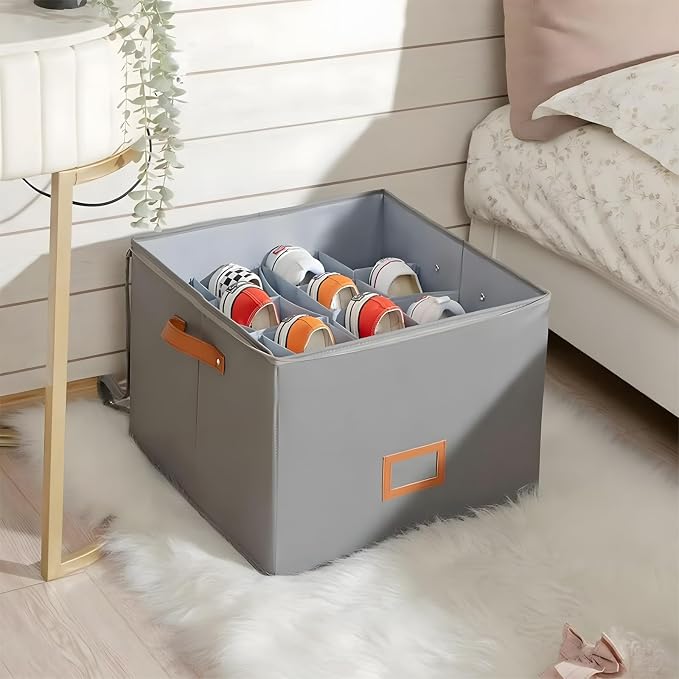 Atlodas Fabric Shoe Organizer Storage Box, 2 Pack Foldable Shoe Storage - Image 3