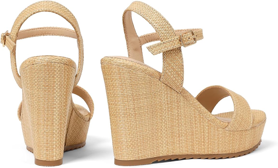 mikarka Women's Espadrille Wedge Sandals: Ankle Strap Platform Open Toe Wedges - Image 3
