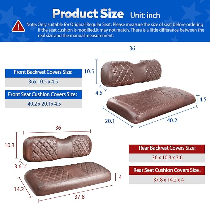 NOKINS Golf Cart Seat Covers for EZGO TXT 1994-2013/EZGO RXV, Vinyl Front&Rear - Image 4