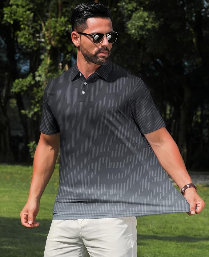 zeetoo Men's Polo Shirts Hawaiian Golf Polos Shirts Short Sleeve Performance - Image 3