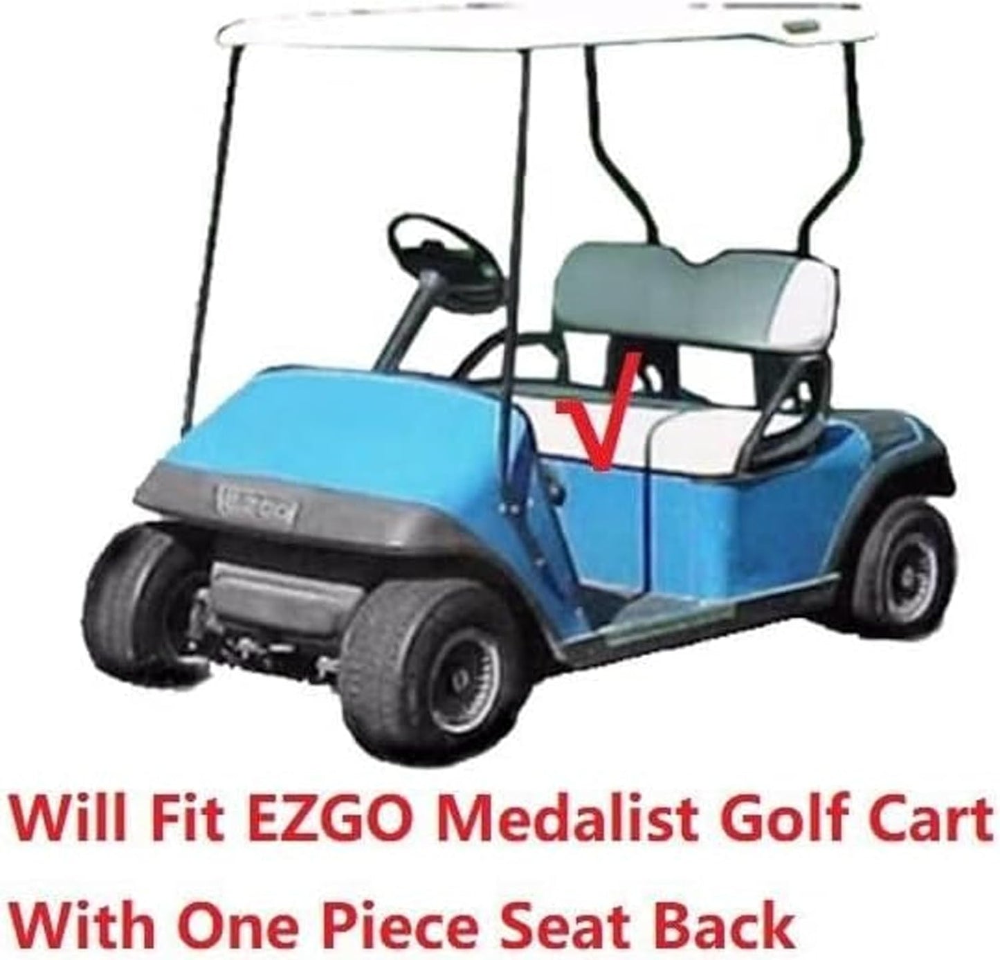 Huskey Parts Company Deluxe Golf Cart Front Seat Bottom & Back Cushion Set W/Charcoal Gray Seat Covers for EZGO TXT/Medalist 1994-2013, OEM Replacement Seats Incl. Plastic Back Cap & Hardware