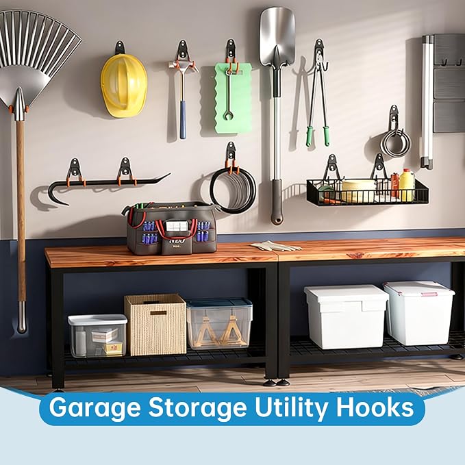 2 Pack Garage Storage Utility Hooks，Garage Garden Tool Organizer，Steel Wall - Image 5
