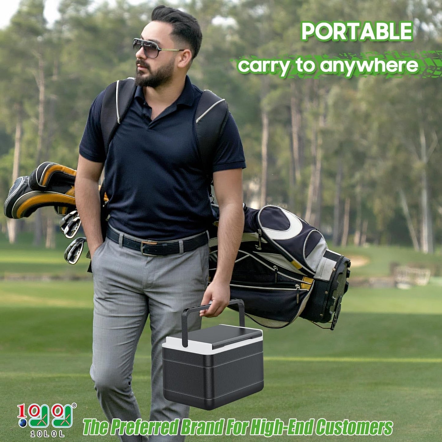 10L0L Golf Cart Cooler with Mounting Bracket Kit Caddy Fits Yamaha Club Car and EZGO, Portable 48H Cooling Golf Cart Ice Chest 102588101 103886801