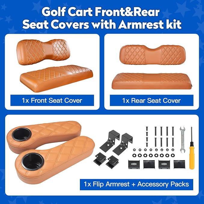 NOKINS Golf Cart Seat Covers for YAMAHA/G29/Drive2, Vinyl Front&Rear Seat Cover - Image 5