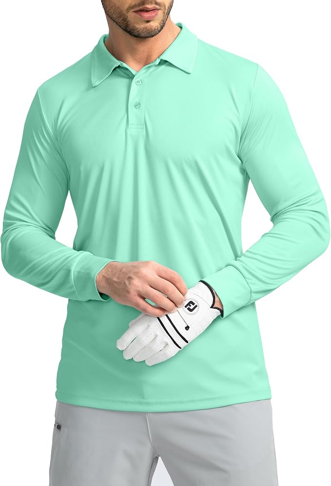 Men's Polo Shirt Long Sleeve Golf Shirts Lightweight UPF 50+ Sun Protection by GGradual