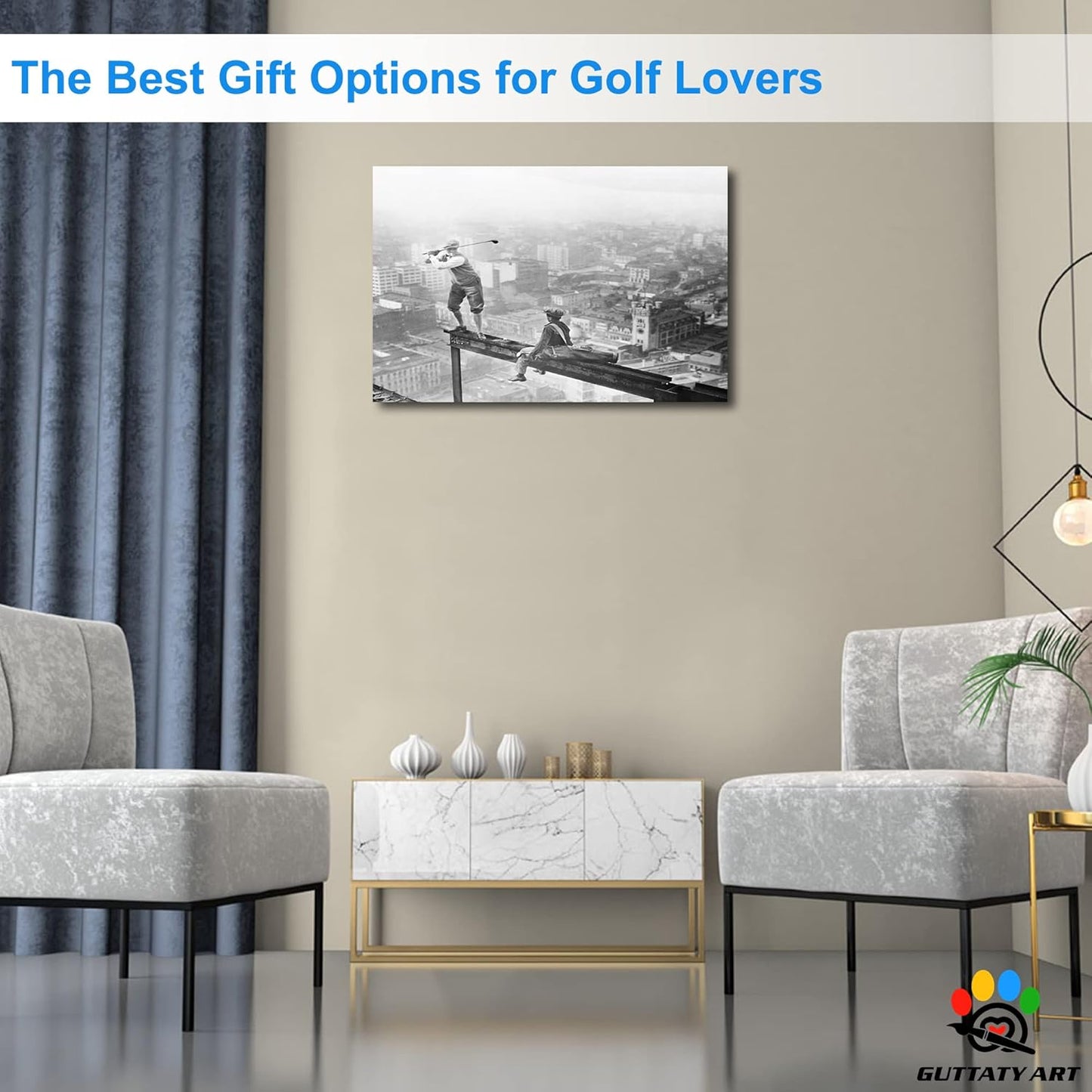 GUTTATY Golf Wall Art, Vintage Golf Pictures Posters Canvas Print Wall Decor for Golfer's Man Cave Home Ofice Ready to Hang (12x18 Inches)