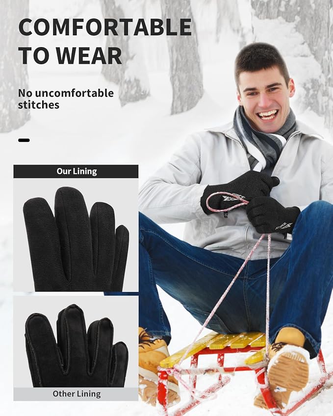 ATERCEL 3M Thinsulate Winter Gloves Men Women, Waterproof Thermal Cold Weather - Image 3