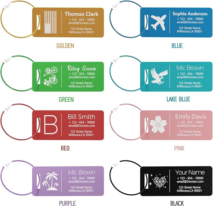 10 Personalized Metal Luggage Tags, Custom Suitcase Aluminum Name Tags - Image 5