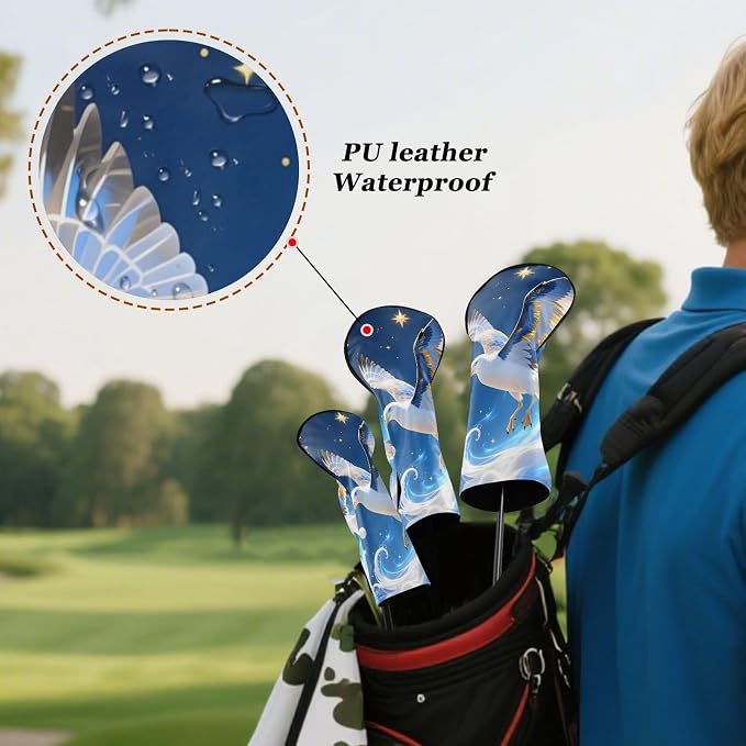 Blue Leather Golf Club Head Covers - Image 4