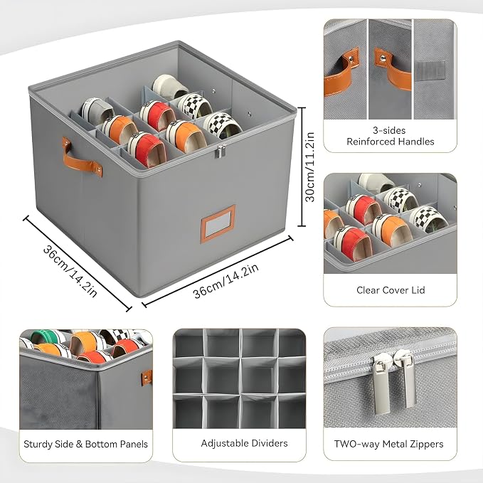 Atlodas Fabric Shoe Organizer Storage Box, 2 Pack Foldable Shoe Storage - Image 2