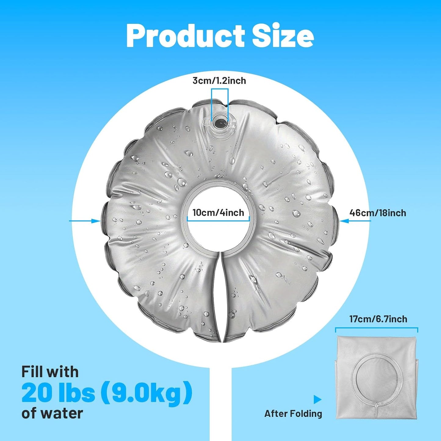 2 Pack 18" Water Bags for Feather Flag Base, Upgraded Thickened PVC Material, Openable Water Weight Bag for Feather Flag Stand Beach Umbrella and Photography Stand, 20 lbs Each