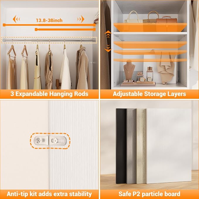 Homieasy 96 Inches Closet Organizer System, 8FT Customizable Walk In Closet - Image 6