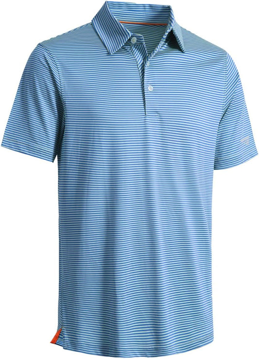 Golf Shirts for Men Dry Fit Short Sleeve Print Performance Moisture Wicking Polo Shirt