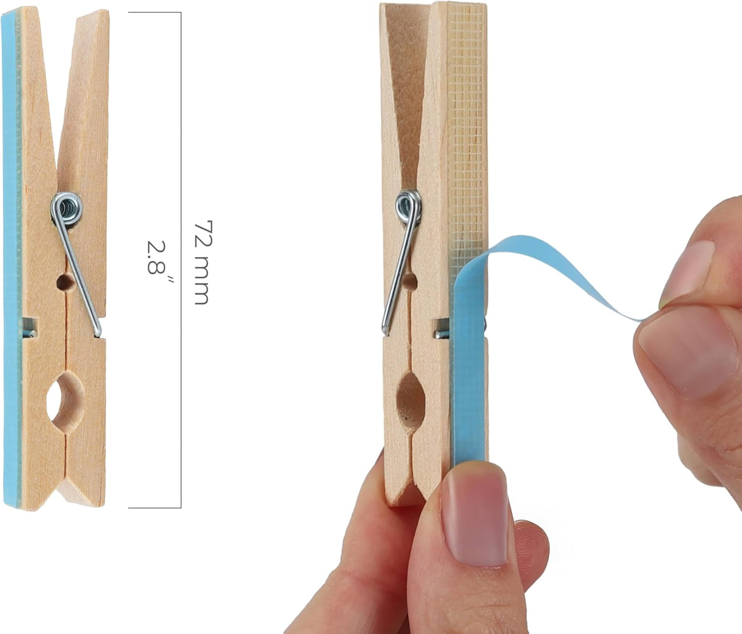 20 Pack Wood Photo Clips with Adhesive Layer 2.8'' for Wall, Art Holder, Mood Wall, Picture Holder, Poster Hanger, Dorm Room Decor, Photos Display