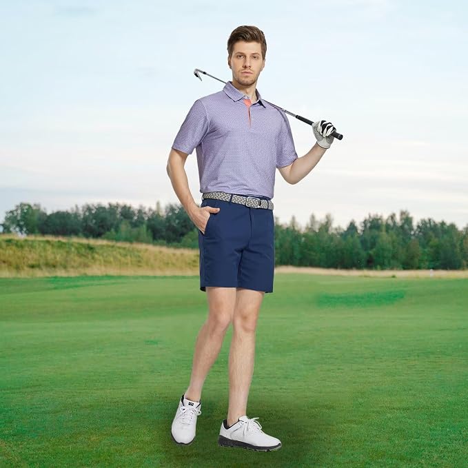 M MAELREG Mens Golf Shirt Short Sleeve Dry Fit Print Moisture Wicking - Image 2