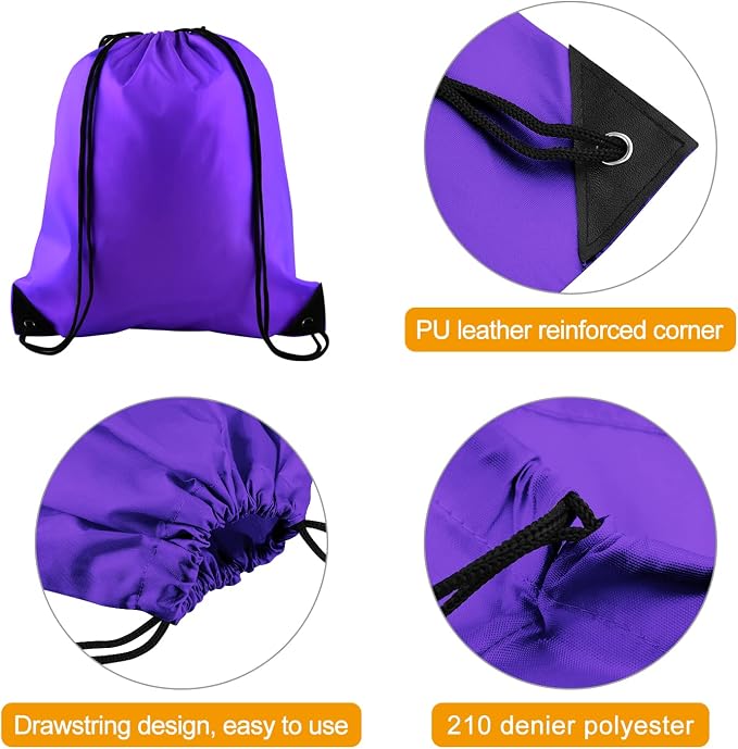 KUUQA 60Pcs Purple Drawstring Backpack Bag Bulk Drawstring Bags String Bags - Image 3