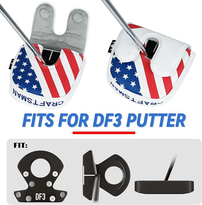 Craftsman Golf Leather Black Mallet Putter Headcover Head Cover Protector Case - Image 2