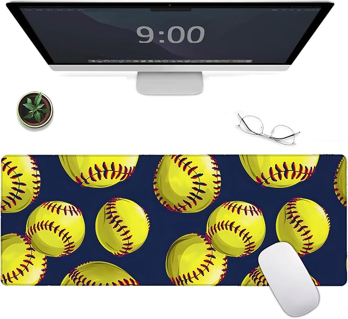 Softball Large Gaming Mouse Pad, 31.5x11.8x0.12in Extended Non-Slip Rubber by Unknown