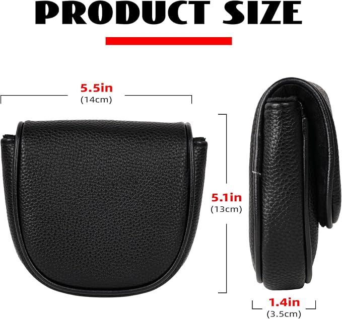 Craftsman Golf Leather Black Mallet Putter Headcover Head Cover Protector Case - Image 4