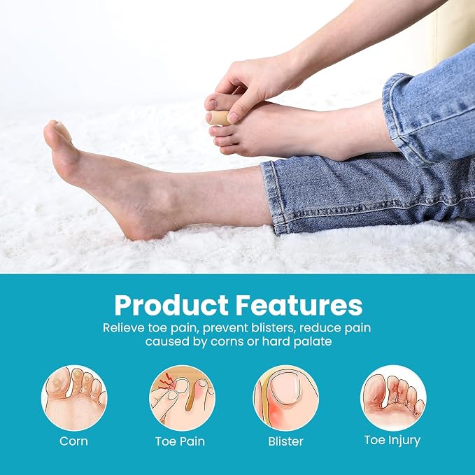 Povihome Toe Sleeves, Toe Protectors, 12 Pack Toe Tube Pads - Image 3