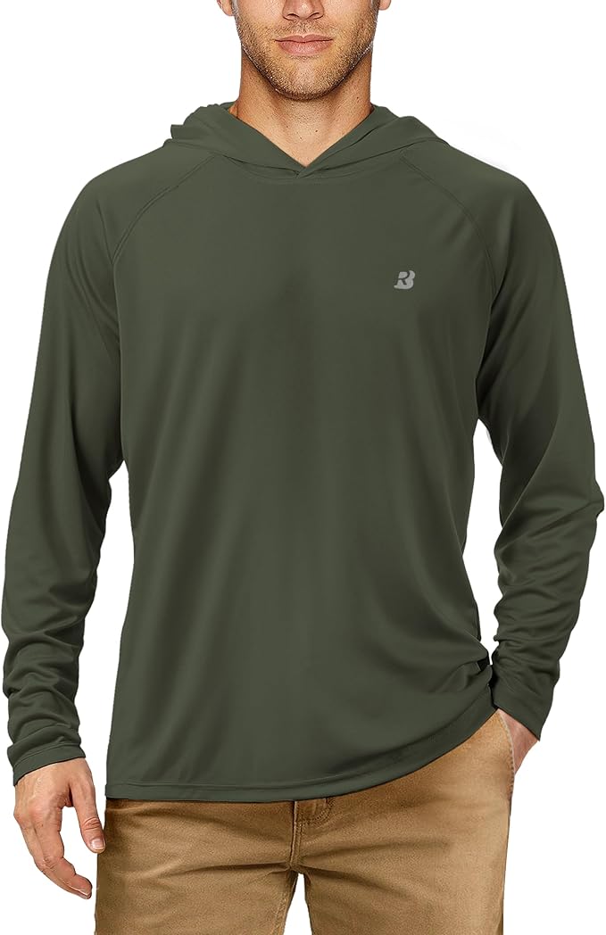 Roadbox UPF 50+ Fishing Shirts for Men, Long Sleeve UV Sun Protection Hoodie by Roadbox