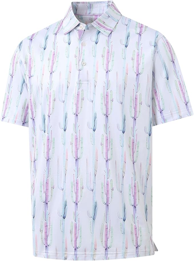 Golf Shirts for Men Dry Fit Short Sleeve Print Performance Moisture Wicking by MAELREG