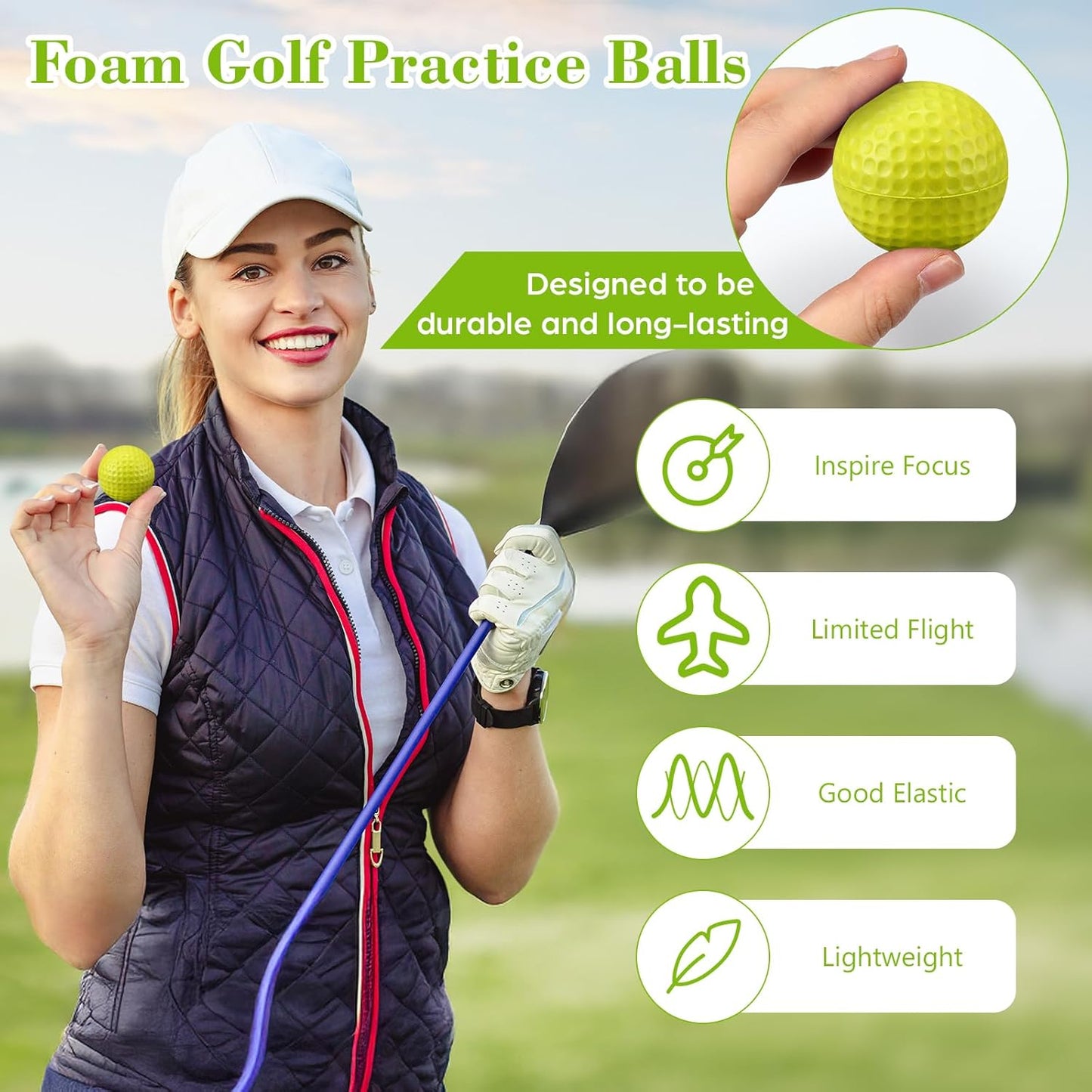 12 Pcs Foam Golf Practice Balls Soft Foam Balls for Golf Practice Realistic Feel and Flight Sport Training