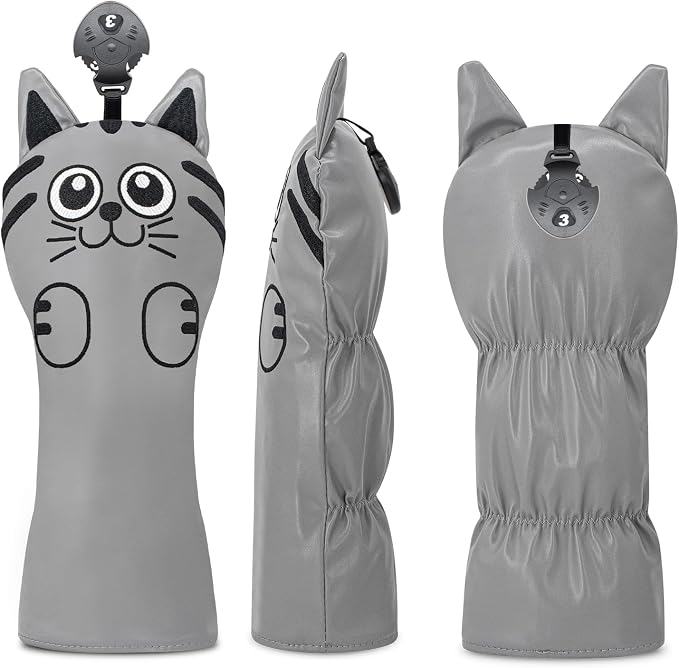 Golf Kitty Head Cover Golf Club White Leather Headcovers 1pc/4pcs Set Fits - Image 3