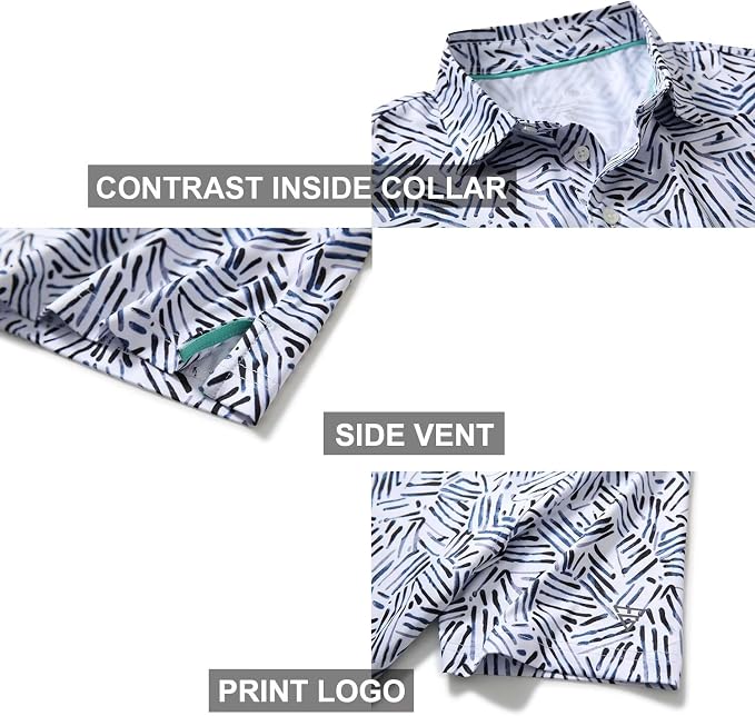 Golf Shirts for Men Dry Fit Short Sleeve Print Performance Moisture Wicking - Image 4
